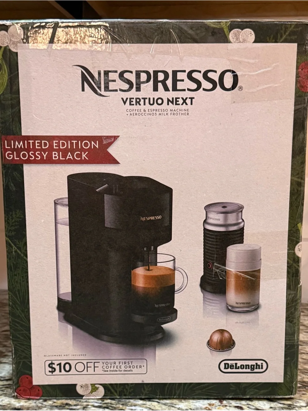 Nespresso Vertuo Next Limited Edition Glossy Black w/ Aeroccino 3 Frother